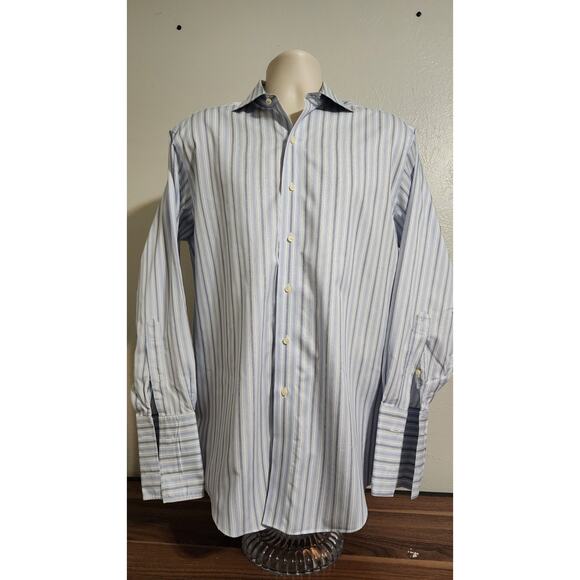 Brooks Brothers Madison LS Shirt Blue Stripe Size 15 1/2 33 Supima Cotton - Picture 1 of 6